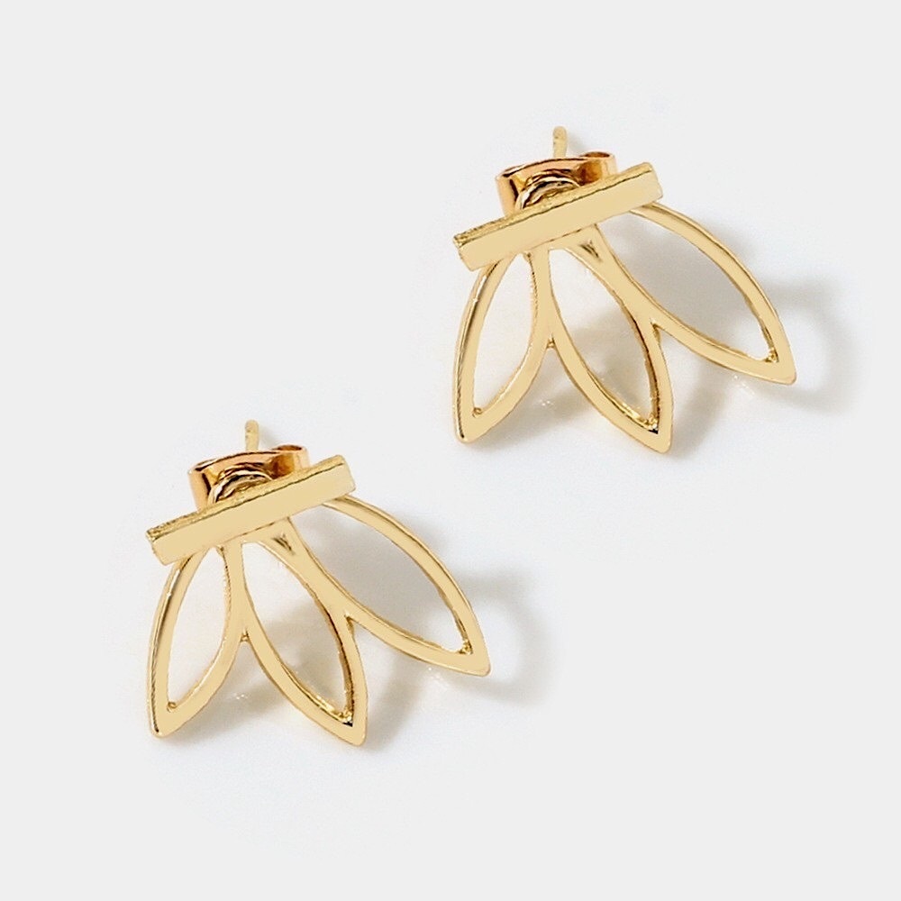 ⚜️𝟯𝟬%𝗢𝗙𝗙 𝗯𝘂𝗻𝗱𝗹𝗲𝘀 𝟯+⚜️ NEW Lotus Minimalist Jacket Earrings - Picture 2 of 14